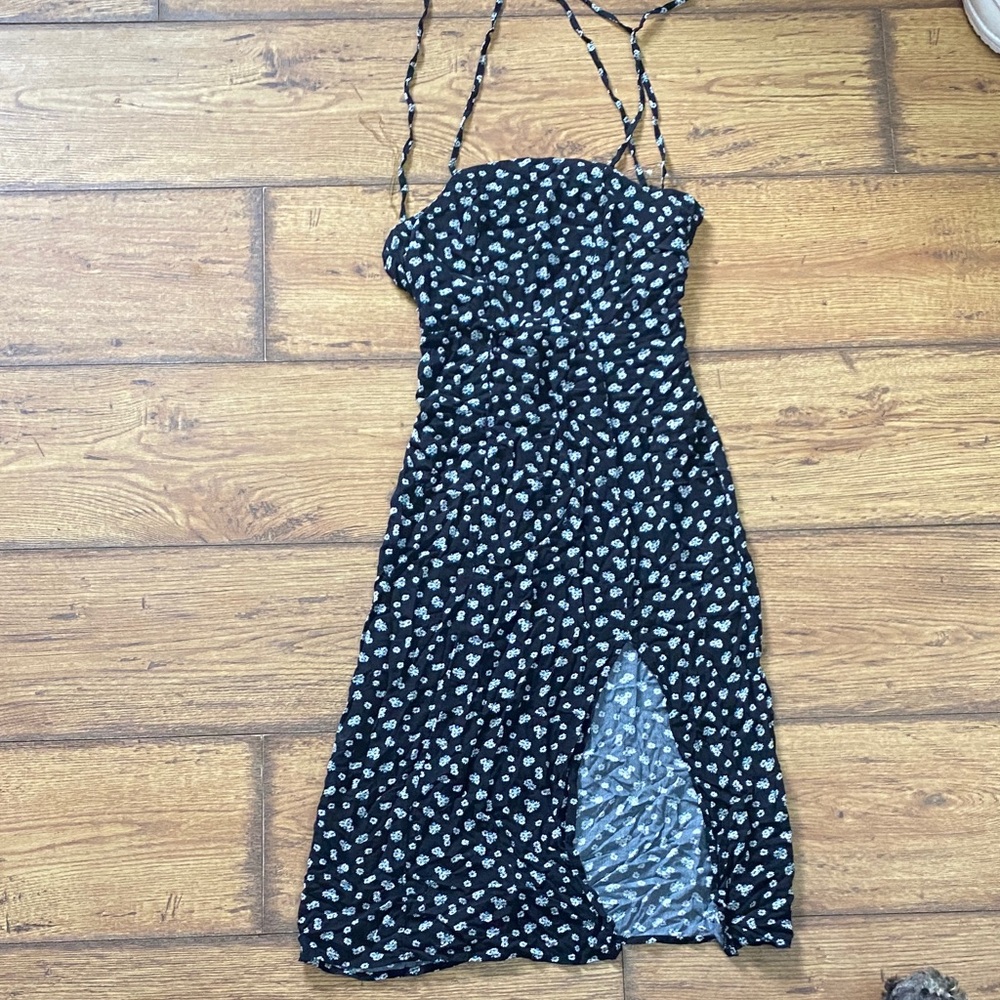Elegant Black and White Floral Dress